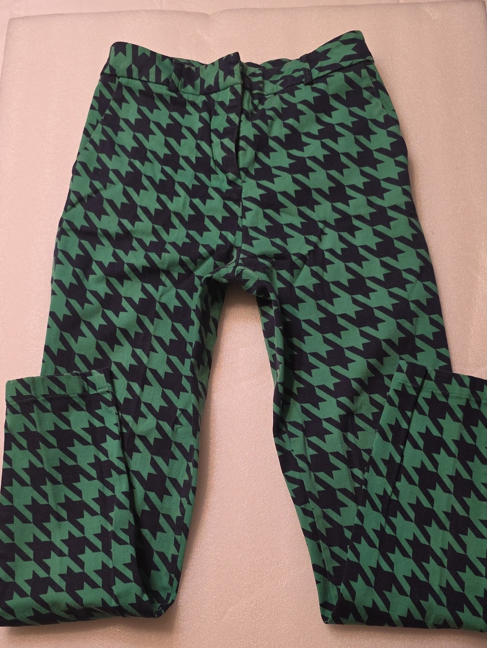 Women’s Skinny Jeans - Green & Black Houndstooth